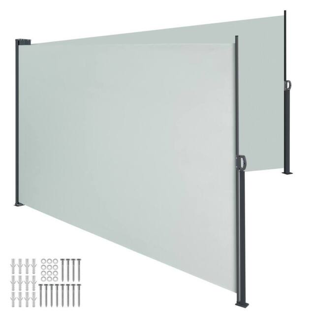 tectake Extendable Double-sided Awning with Roll-up Mechanism in Grey - Size: 2000mm x 6000mm - image 1