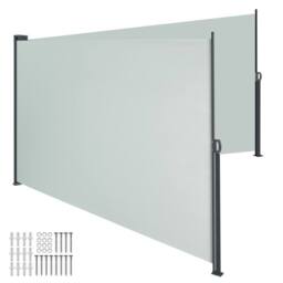 tectake Extendable Double-sided Awning with Roll-up Mechanism in Grey - Size: 2000mm x 6000mm