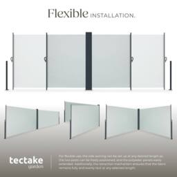 tectake Extendable Double-sided Awning with Roll-up Mechanism in Grey - Size: 2000mm x 6000mm - thumbnail 4