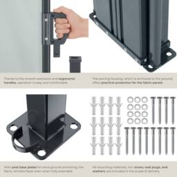 tectake Extendable Double-sided Awning with Roll-up Mechanism in Grey - Size: 2000mm x 6000mm - thumbnail 5