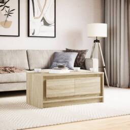 Berkfield Home Coffee Table with LED Lights Sonoma Oak Engineered Wood in Light Tan - thumbnail 5