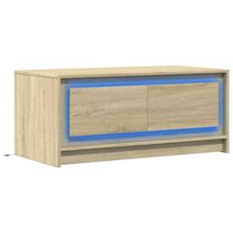 Berkfield Home Coffee Table with LED Lights Sonoma Oak Engineered Wood in Light Tan - thumbnail 3
