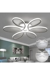 Living and Home 74W Modern Acrylic Petal LED Semi Ceiling Light-58cm in White - thumbnail 5
