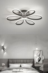 Living and Home 74W Modern Acrylic Petal LED Semi Ceiling Light-58cm in White - thumbnail 3