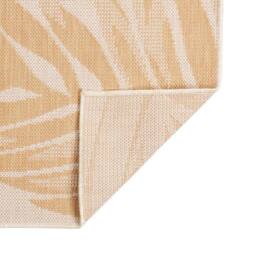 Berkfield Home Outdoor Flatweave Rug 80x250 cm Leaf Pattern in Tan - Size: 100 cm diameter - thumbnail 1