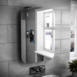 Nes Home Bathroom Modern LED Mirror With Battery Powered Button Switch 500 x 700mm in Silver - thumbnail 3