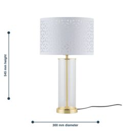 First Choice Lighting Aura - Satin Brass Table Lamp with White Cut Out Shade in Gold - thumbnail 8