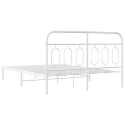 Berkfield Home Metal Bed Frame without Mattress with Headboard White 150x200cm - Size: 150x200 cm - thumbnail 6