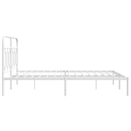 Berkfield Home Metal Bed Frame without Mattress with Headboard White 150x200cm - Size: 150x200 cm - thumbnail 5