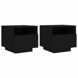Berkfield Home Decorative Bedside Cabinets with LED Lights 2 pcs Black 40x39x37 cm - Size: 40 x 39 x 37 cm - thumbnail 3