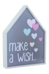 Orsina Make A Wish LED Light Box, Kids Night Light With Pastel Heart Design, Wall Mountable House-Shaped Light in Purple - thumbnail 5