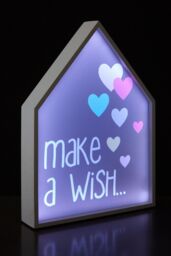 Orsina Make A Wish LED Light Box, Kids Night Light With Pastel Heart Design, Wall Mountable House-Shaped Light in Purple - thumbnail 4