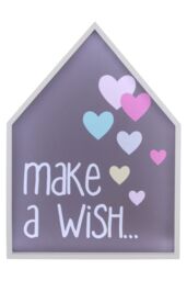Orsina Make A Wish LED Light Box, Kids Night Light With Pastel Heart Design, Wall Mountable House-Shaped Light in Purple - thumbnail 1