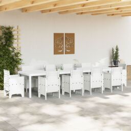 Berkfield Home Garden Table White 350x100x73 cm Poly Rattan - Size: 350 x 100 x 73 cm - thumbnail 3