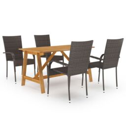 Berkfield Home 5 Piece Garden Dining Set Brown