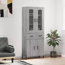 Berkfield Home Highboard Grey Sonoma 69.5x34x180 cm Engineered Wood - thumbnail 2