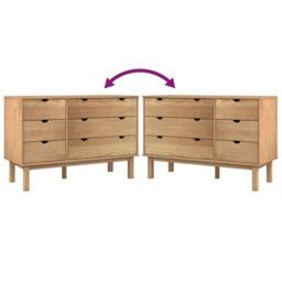 Berkfield Home Beautiful Drawer Cabinet OTTA 111x43x73.5cm Solid Wood Pine in Light Brown - Size: 111x43x73.5 cm - thumbnail 8