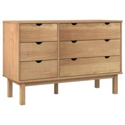 Berkfield Home Beautiful Drawer Cabinet OTTA 111x43x73.5cm Solid Wood Pine in Light Brown - Size: 111x43x73.5 cm - thumbnail 3