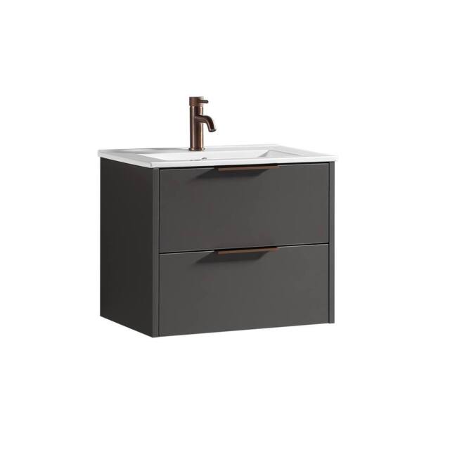Bathroom Kingdom Sora Dark Grey Wall Hung Basin Vanity Drawer 600mm - image 1