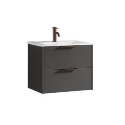Bathroom Kingdom Sora Dark Grey Wall Hung Basin Vanity Drawer 600mm - thumbnail 1