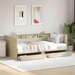 Berkfield Home Versatile Daybed with Drawers without Mattress Sonoma Oak 100x200 cm in Light Tan - thumbnail 2