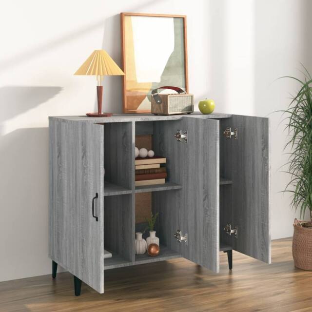 Berkfield Home Sideboard Grey Sonoma 90x34x80 cm Engineered Wood - Size: 90 x 34 x 80 cm - image 1