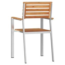 Berkfield Home Stackable Garden Chairs 4 pcs Solid Wood Teak&Stainless Steel in Brown - thumbnail 7