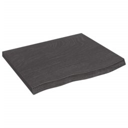 Berkfield Home Wall Shelf Dark Grey 60x50x(2-4) cm Treated Solid Wood Oak in Brown - thumbnail 1