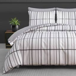Grace Premium Microfiber Reversible Double Duvet Set Ultrasoft Bedding in White - Size: Single - thumbnail 3