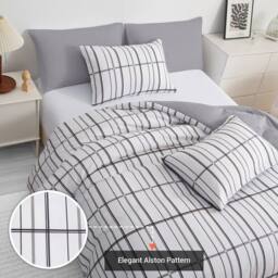 Grace Premium Microfiber Reversible Double Duvet Set Ultrasoft Bedding in White - Size: Single - thumbnail 6