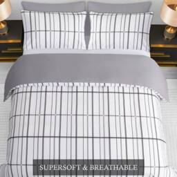 Grace Premium Microfiber Reversible Double Duvet Set Ultrasoft Bedding in White - Size: Single - thumbnail 2