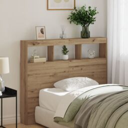 Berkfield Home Artisan Oak Headboard Artisan oak Engineered wood 120 x 17 x 102 cm in Brown - thumbnail 1