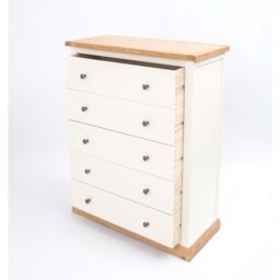 Cabinet Bits Trevi 5 Drawer Chest of Drawers Brass Knob in Off-White - thumbnail 4