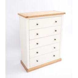 Cabinet Bits Trevi 5 Drawer Chest of Drawers Brass Knob in Off-White - thumbnail 3