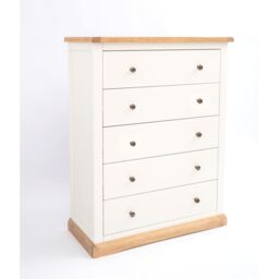 Cabinet Bits Trevi 5 Drawer Chest of Drawers Brass Knob in Off-White - thumbnail 2