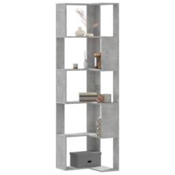 Berkfield Home Elegant Corner Bookcase 5-Tier Concrete Grey 50x50x179 cm Enginee - Size: 50 x 50 x 179 cm - thumbnail 2