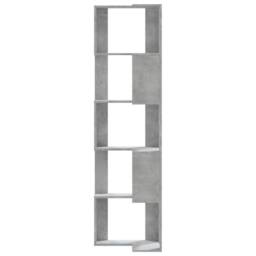 Berkfield Home Elegant Corner Bookcase 5-Tier Concrete Grey 50x50x179 cm Enginee - Size: 50 x 50 x 179 cm - thumbnail 4