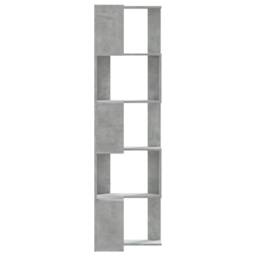 Berkfield Home Elegant Corner Bookcase 5-Tier Concrete Grey 50x50x179 cm Enginee - Size: 50 x 50 x 179 cm - thumbnail 5