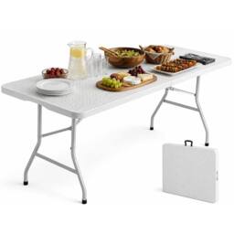 Keplin 6ft Folding Table - Portable, Waterproof, Indoor/Outdoor, 180x70x74cm in White - Size: 180 x 70 x 74 cm - thumbnail 1