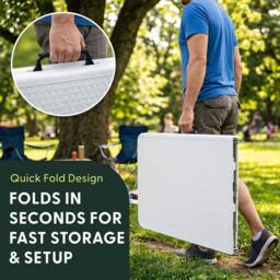 Keplin 6ft Folding Table - Portable, Waterproof, Indoor/Outdoor, 180x70x74cm in White - Size: 180 x 70 x 74 cm - thumbnail 4