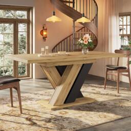 BTM Extendable Dining Table with X-Legs, 119-158.5cm, Wood-Colored in Natural - thumbnail 6