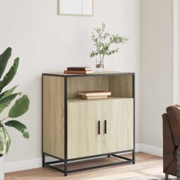 Berkfield Home Sideboard Sonoma Oak 68x35x76 cm Engineered Wood in Brown - Size: 68 x 35 x 76 cm - thumbnail 3