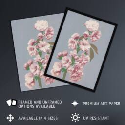 "Artery8 Cherry Blossom Flower Bloom Vintage Japan Framed Wall Art Print in Pink - Size: W12"" x H16""" - thumbnail 2