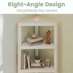 Costway Freestanding Plant Stand 4-Tier Corner Bookshelf Modern Display Rack in White - thumbnail 9