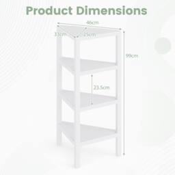 Costway Freestanding Plant Stand 4-Tier Corner Bookshelf Modern Display Rack in White - thumbnail 2