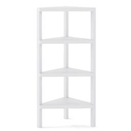 Costway Freestanding Plant Stand 4-Tier Corner Bookshelf Modern Display Rack in White - thumbnail 5
