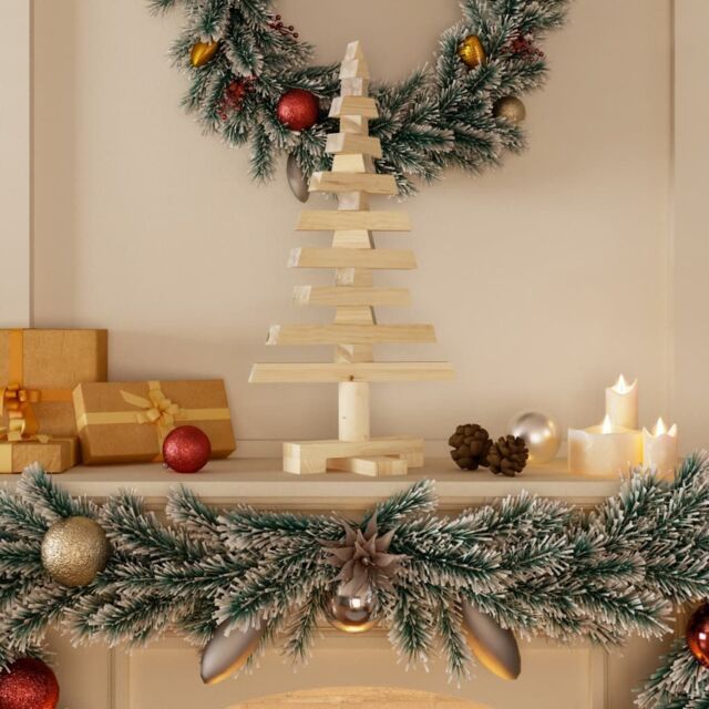 Berkfield Home Wooden Christmas Tree for Decoration 60 cm Solid Wood Pine in Brown - image 1