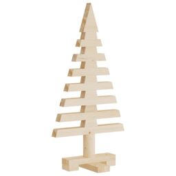 Berkfield Home Wooden Christmas Tree for Decoration 60 cm Solid Wood Pine in Brown - thumbnail 2