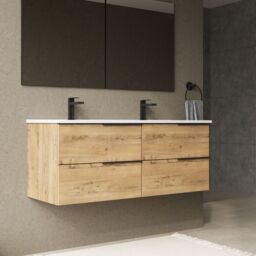 Banyetti Celtic 1200mm Wall Hung Bathroom Vanity Unit with Athena Basin - Ostippo Oak in Light Oak - thumbnail 9