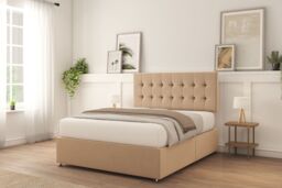 "Sloomy Alabama Divan Bed Base No Drawers & 26"" Struts Headboard in Stone - Size: Single" - thumbnail 4